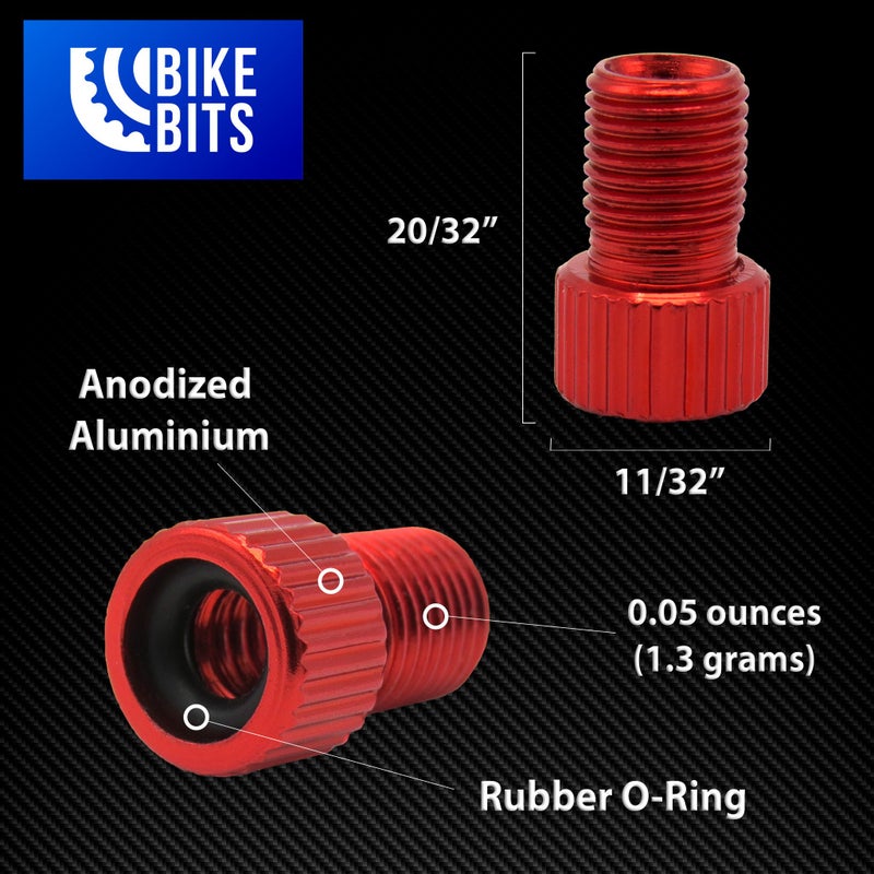 Bike Bits Presta Valve Adapter - Convert Presta to Schrader - French/UK to US - Inflate Tire Using Standard Pump or Air Compressor (5 Pack) (Black) - Image 5